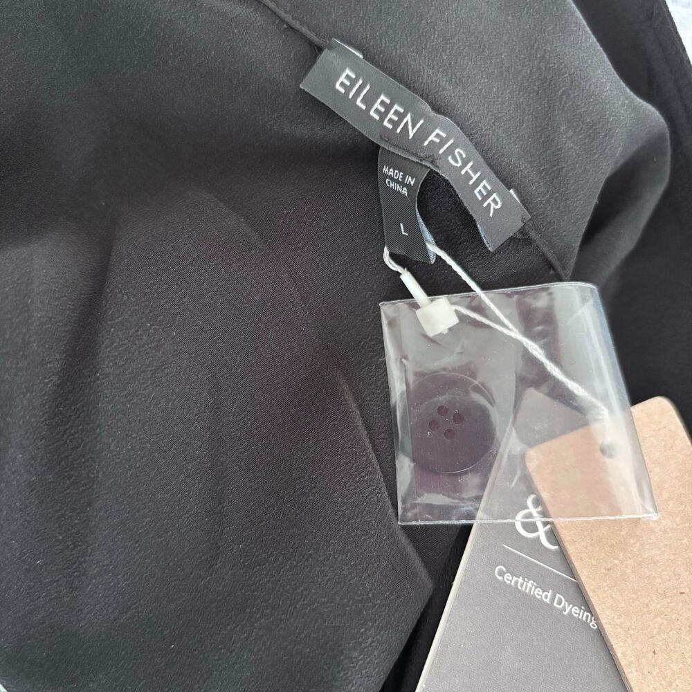 NWT Eileen Fisher Stand Collar 100% Silk Black Jacket Quiet Luxury Refined SZ L - Picture 5 of 11